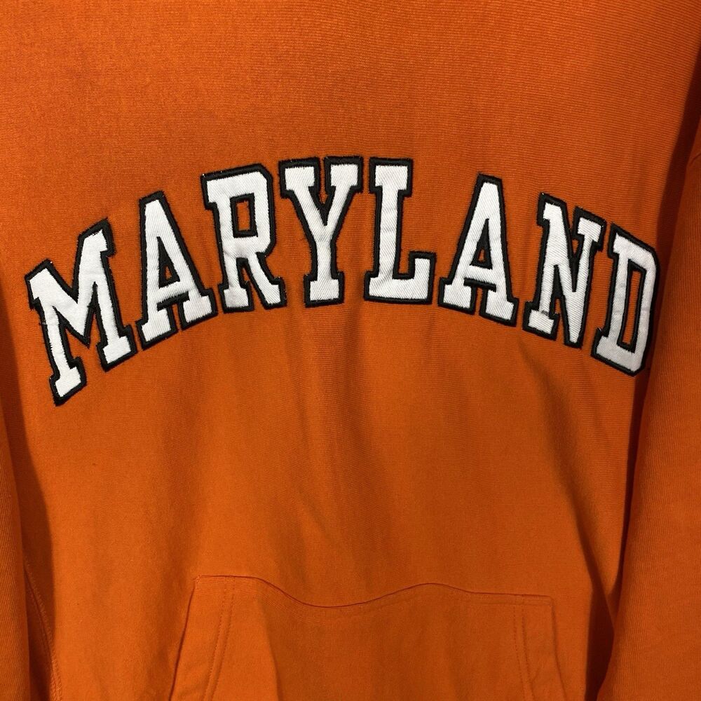 Vintage University of Maryland Terrapins Hoodie Men M Hooded Orange Steve Barry - Picture 3 of 10